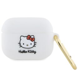 Husa AirPods Pro 1 Hello Kitty Silicone 3D Kitty Head, HKAP3DKHSH, alb