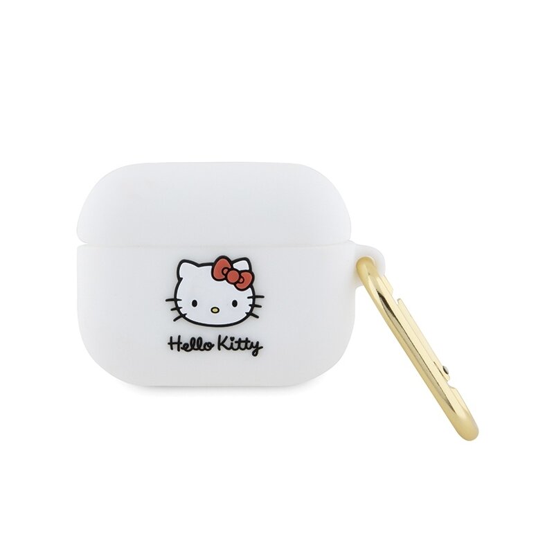 Husa AirPods Pro 1 Hello Kitty Silicone 3D Kitty Head, HKAP3DKHSH, alb