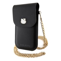 Geanta Hello Kitty Leather Metal Logo Chain, negru, HKOWBPGHDLMK