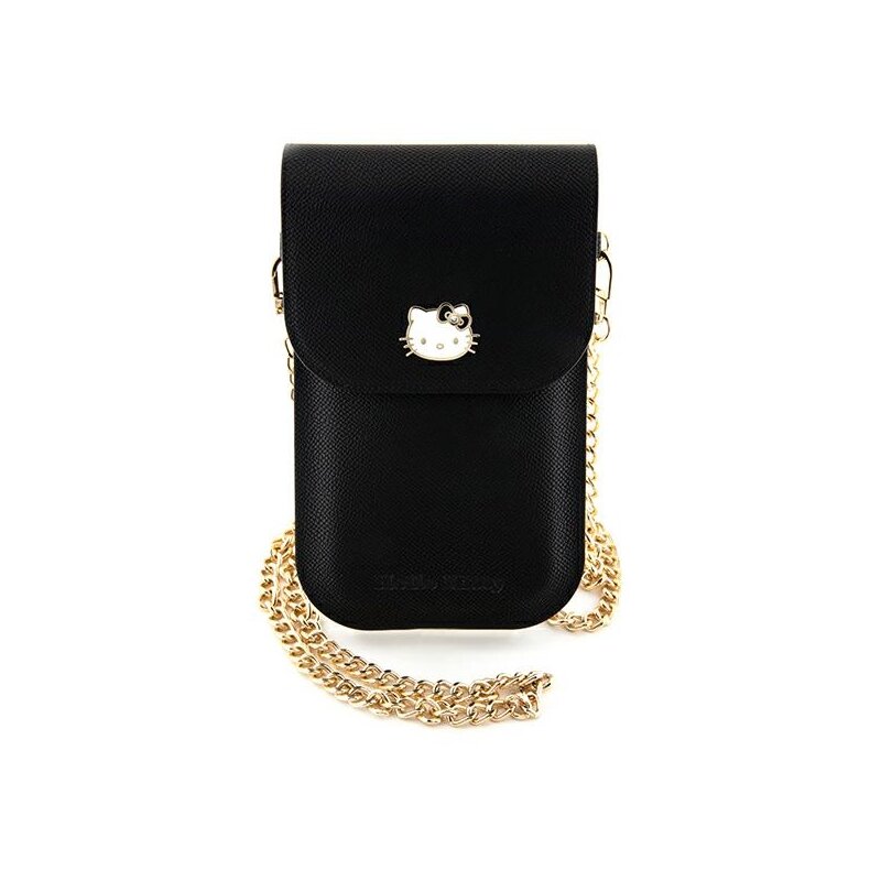 Geanta Hello Kitty Leather Metal Logo Chain, negru, HKOWBPGHDLMK