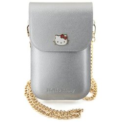Geanta Hello Kitty Leather Metal Logo Chain, argintiu, HKOWBPGHDLMS