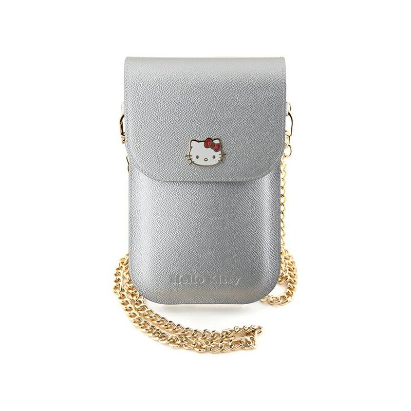 Geanta Hello Kitty Leather Metal Logo Chain, argintiu, HKOWBPGHDLMS