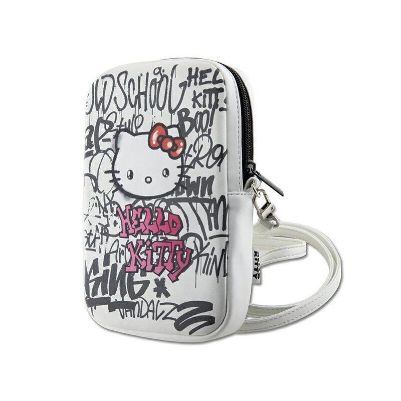 Geanta Hello Kitty Leather Graffiti Kitty Head, alb, HKPBPDGPHE