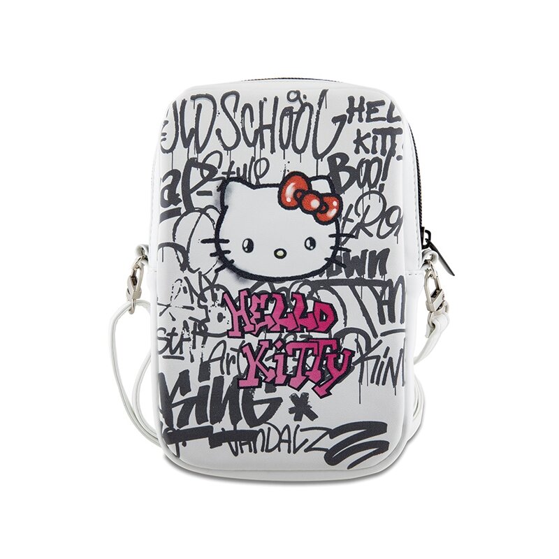 Geanta Hello Kitty Leather Graffiti Kitty Head, alb, HKPBPDGPHE