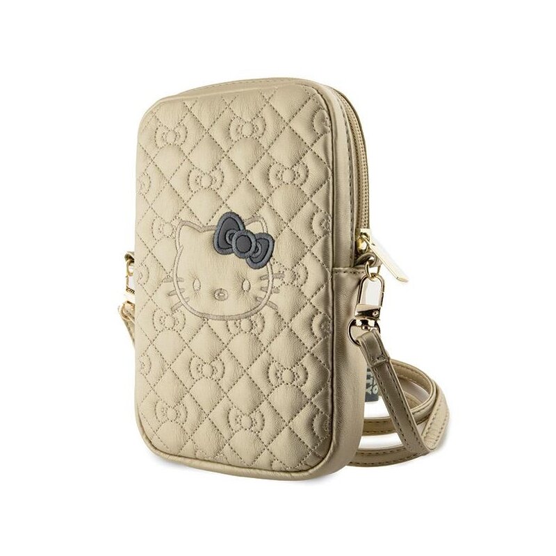 Geanta Hello Kitty Leather Quilted Bows Strap, auriu, HKPBPEKHBPD