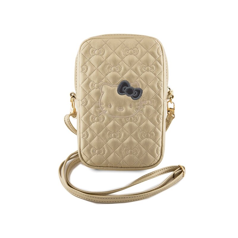 Geanta Hello Kitty Leather Quilted Bows Strap, auriu, HKPBPEKHBPD