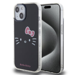 Husa Hello Kitty iPhone 15 Hardcase IML Kitty Face, negru, HKHCP15SHKHLK