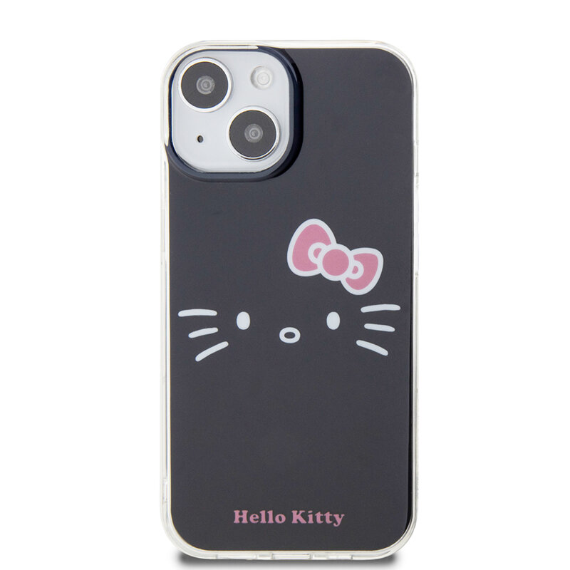Husa Hello Kitty iPhone 15 Hardcase IML Kitty Face, negru, HKHCP15SHKHLK