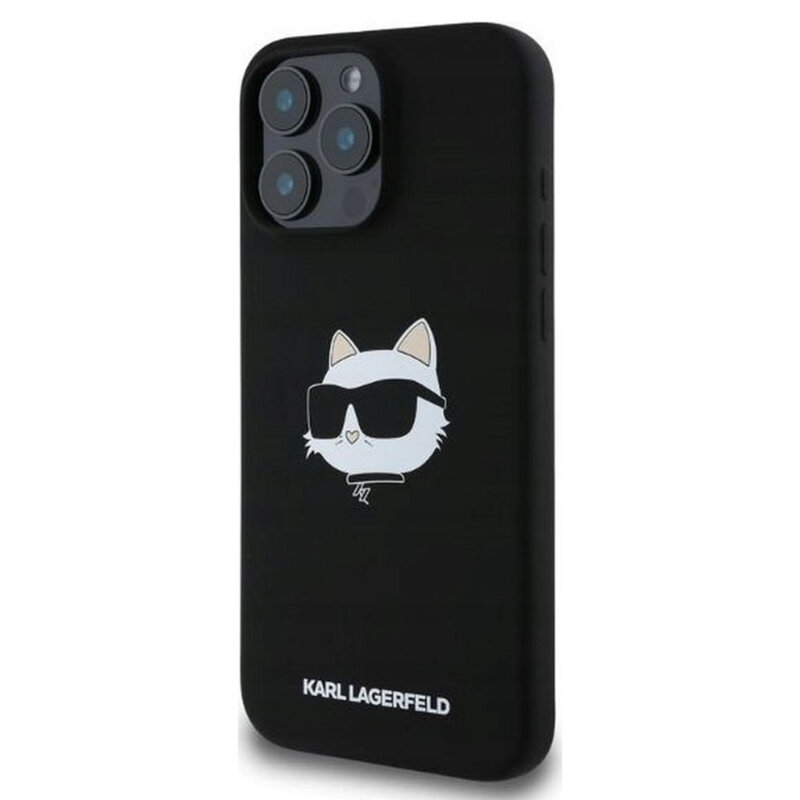 Husa Karl Lagerfeld iPhone 16 Pro Silicone MagSafe, Choupette Head, negru, KLHMP16LSCHPPLK