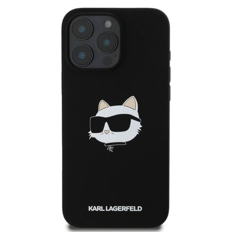 Husa Karl Lagerfeld iPhone 16 Pro Silicone MagSafe, Choupette Head, negru, KLHMP16LSCHPPLK