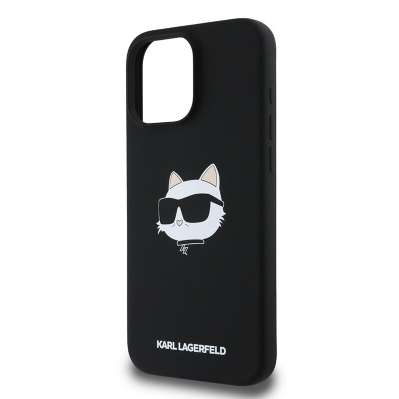 Husa Karl Lagerfeld iPhone 16 Pro Silicone MagSafe, Choupette Head, negru, KLHMP16LSCHPPLK
