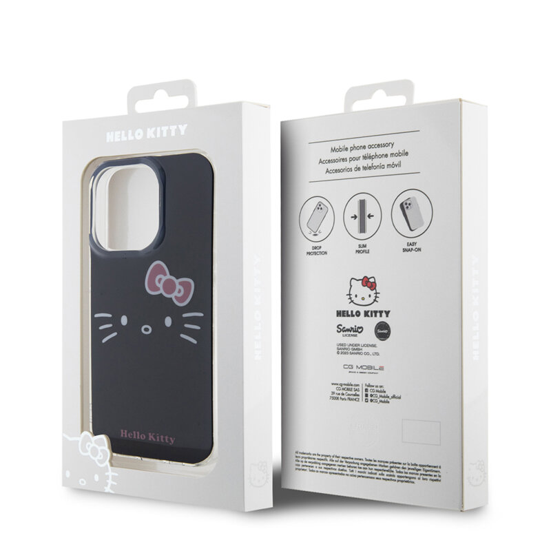 Husa Hello Kitty iPhone 14 Pro Max Hardcase IML Kitty Face, negru, HKHCP14XHKHLK