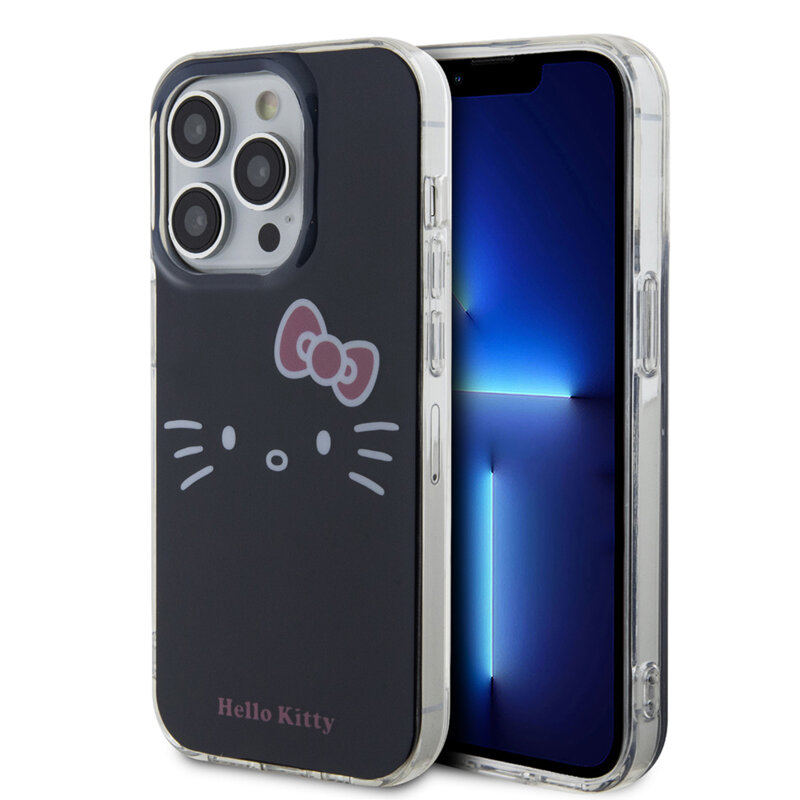 Husa Hello Kitty iPhone 13 Pro Hardcase IML Kitty Face, negru, HKHCP13LHKHLK