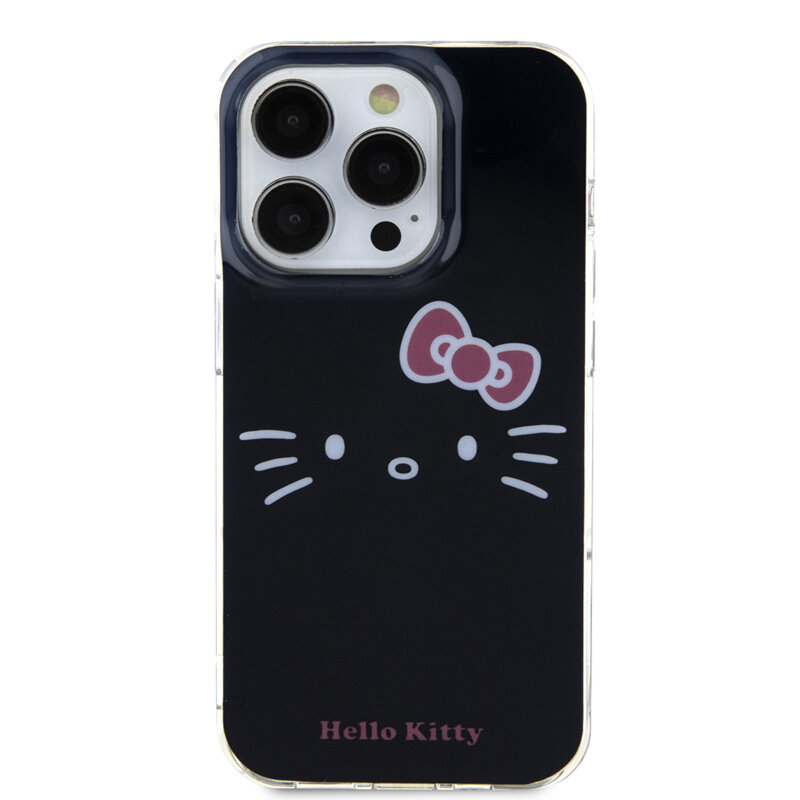 Husa Hello Kitty iPhone 13 Pro Hardcase IML Kitty Face, negru, HKHCP13LHKHLK