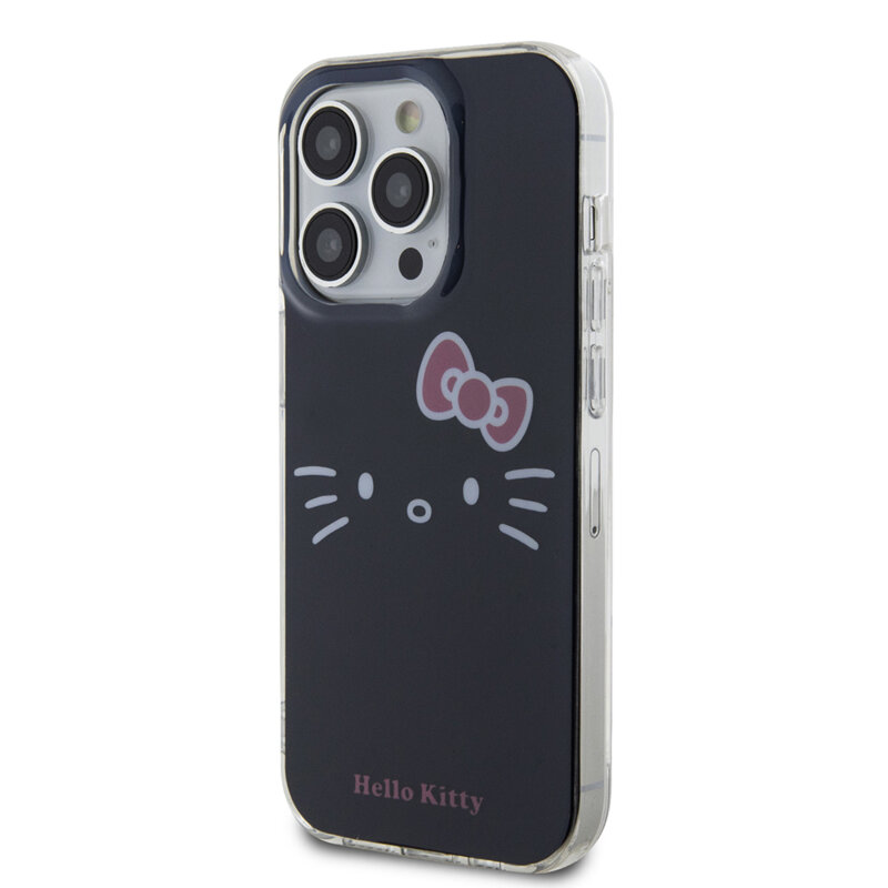 Husa Hello Kitty iPhone 13 Pro Hardcase IML Kitty Face, negru, HKHCP13LHKHLK
