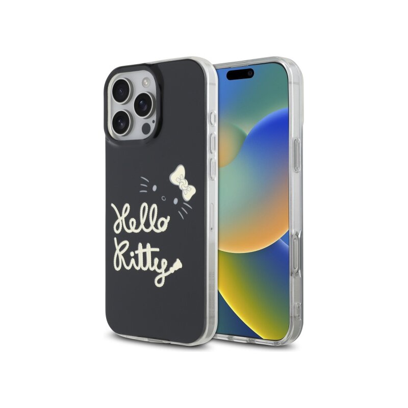 Husa Hello Kitty iPhone 16 Pro Max Hardcase IML Golden Diva MagSafe, negru, HKHMP16XHGDIK