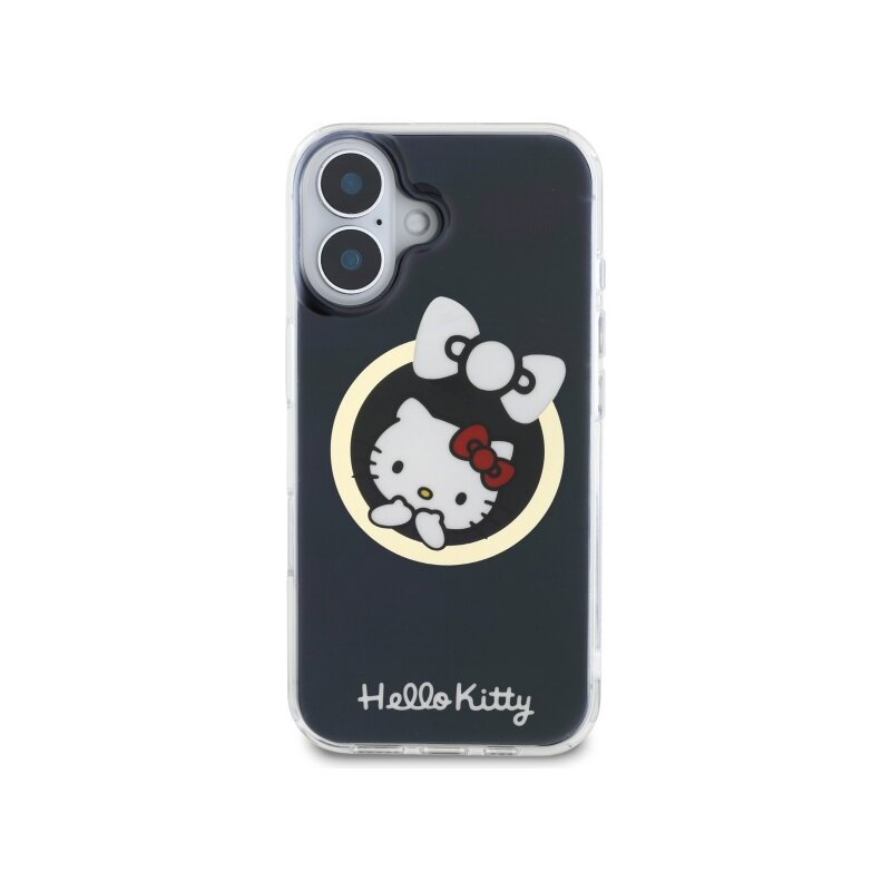 Husa Hello Kitty iPhone 16 Hardcase IML Fun Bow MagSafe, negru, HKHMP16SHFLBK