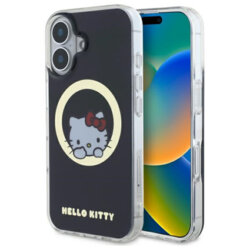 Husa Hello Kitty iPhone 16 Hardcase IML Sweet Kitty MagSafe, negru, HKHMP16SHSWKK