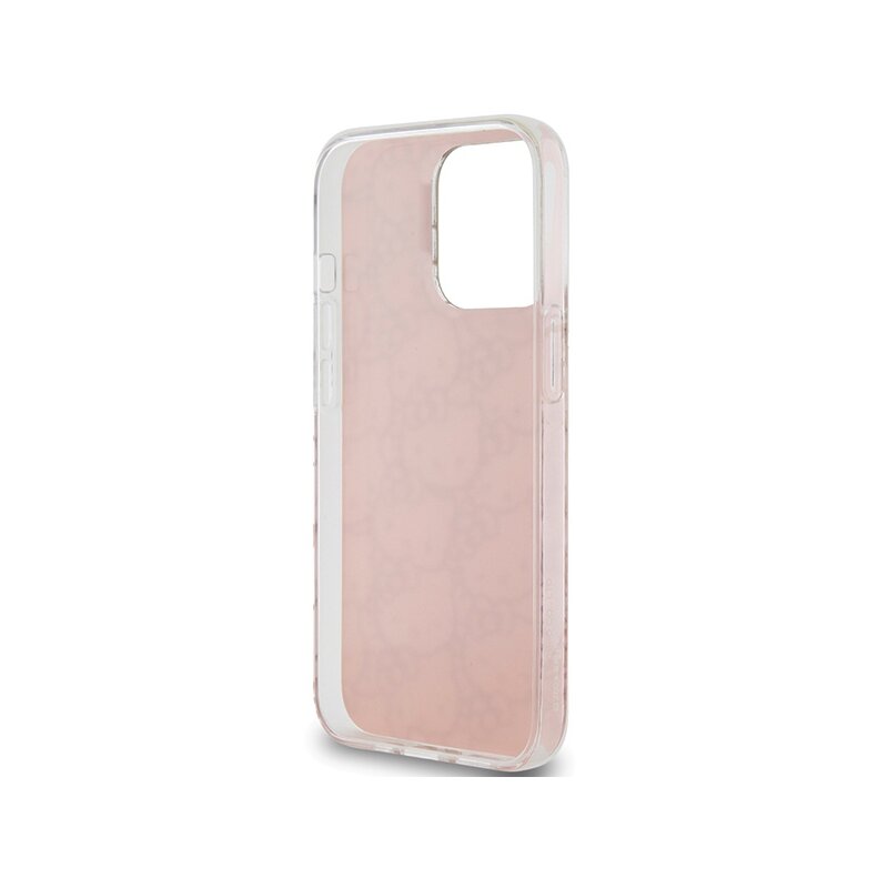 Husa Hello Kitty iPhone 14 Pro Max Hardcase IML Gradient Electrop Crowded Kitty Head, roz, HKHCP14XHCHPEP