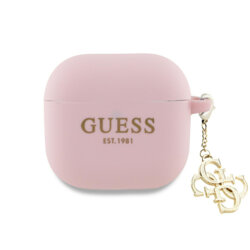 Husa Apple AirPods 4 Guess Silicone W/4G Charm, roz, GUA4LECG4P