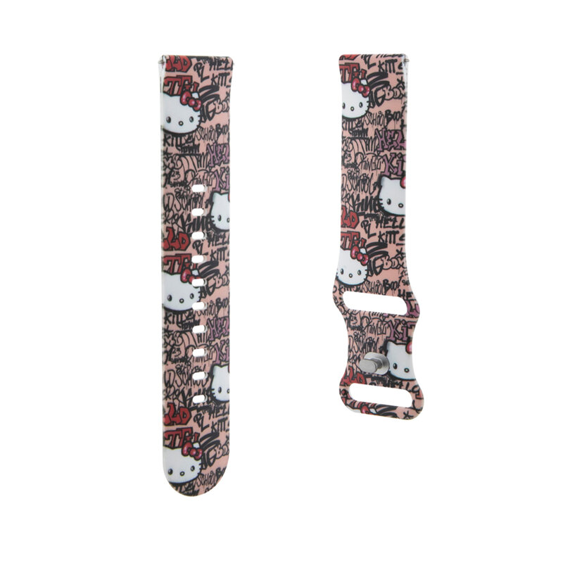 Curea Fossil Hybrid 22mm Hello Kitty Strap Silicone, roz