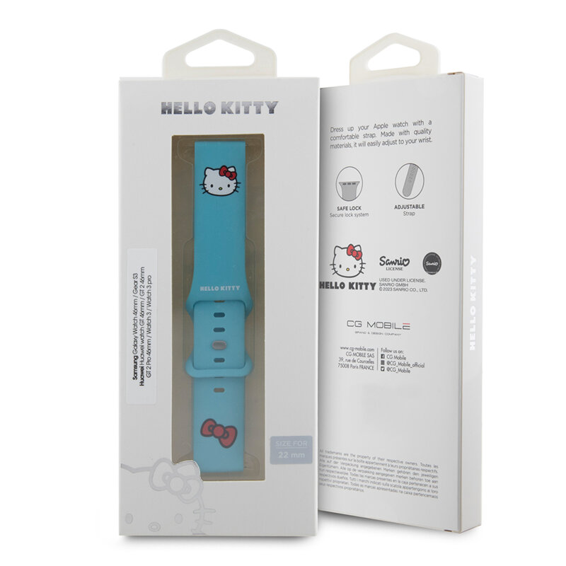 Curea Huawei Watch 3 Pro Hello Kitty Strap Silicone, albastru