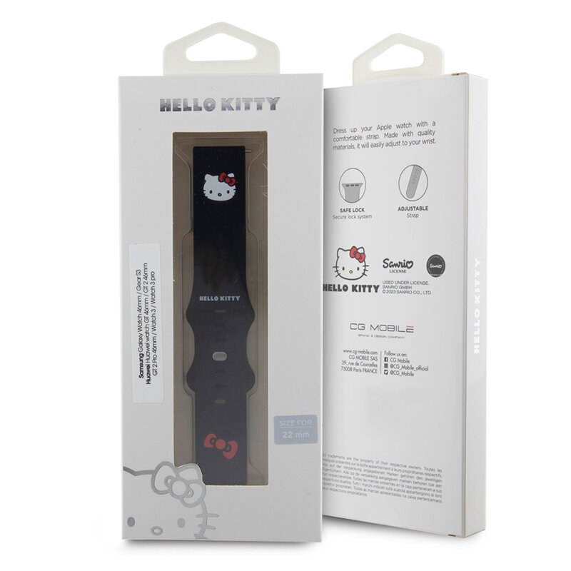 Curea Suunto 9 Peak Pro Hello Kitty Strap Silicone, negru