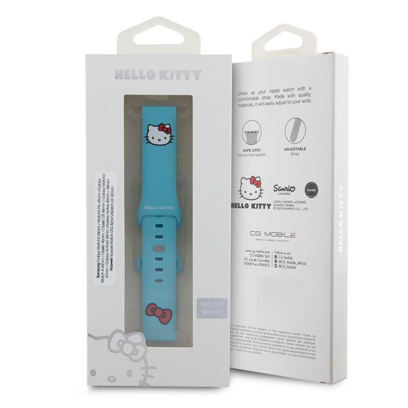 Curea Samsung Galaxy Watch4 Classic 42mm Hello Kitty Strap Silicone, albastru