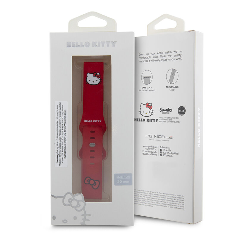 Curea Samsung Galaxy Watch4 Classic 46mm Hello Kitty Strap Silicone, rosu