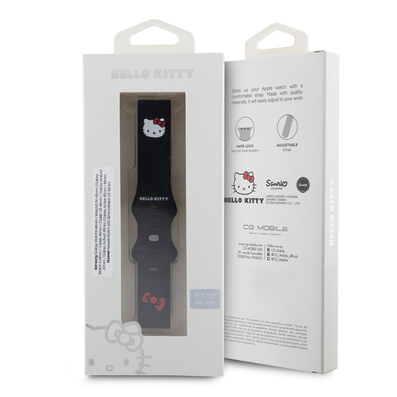 Curea Amazfit GTS 4 Hello Kitty Strap Silicone, negru