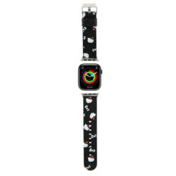 Curea Apple Watch 1 38mm Hello Kitty Strap Leather Heads & Bows Pattern, negru, HKAWMPSAPSK