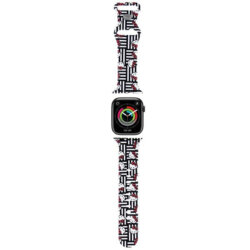 Curea Apple Watch 1 38mm Hello Kitty Strap Silicone Heads & Stripes, negru, HKAWMSDIESK