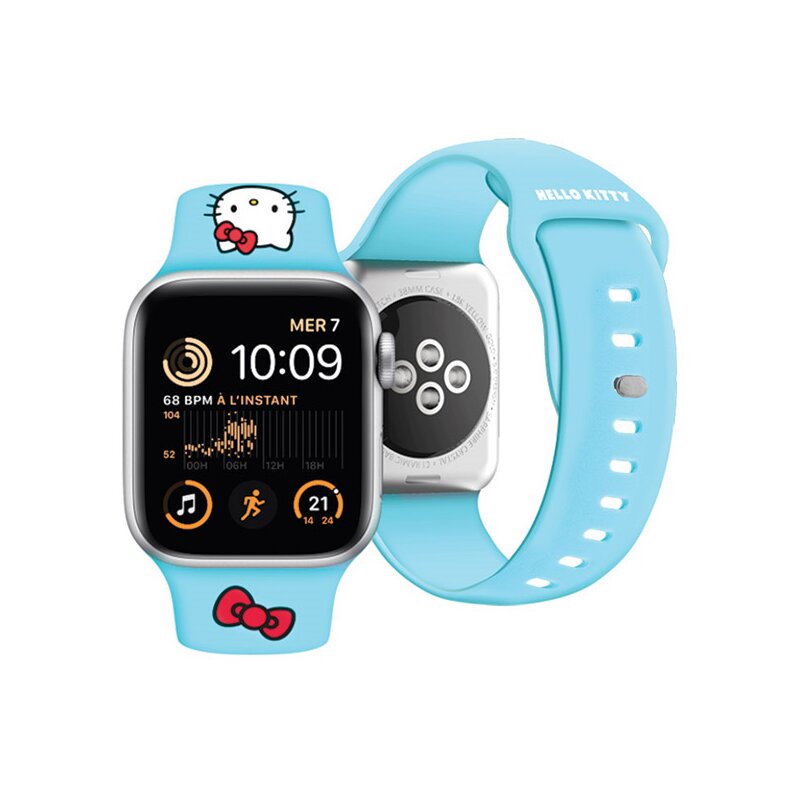 Curea Apple Watch 1 38mm Hello Kitty Strap Silicone Kitty Head, albastru, HKAWMSCHBLB