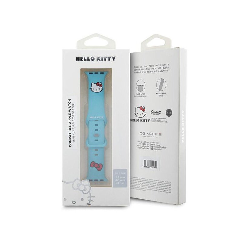Curea Apple Watch SE 2 40mm Hello Kitty Strap Silicone, albastru
