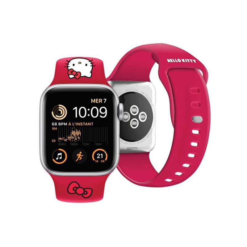 Curea Apple Watch 1 38mm Hello Kitty Strap Silicone Kitty Head, rosu, HKAWMSCHBLR