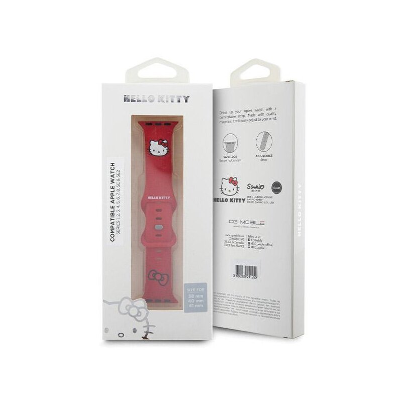 Curea Apple Watch 1 38mm Hello Kitty Strap Silicone Kitty Head, rosu, HKAWMSCHBLR