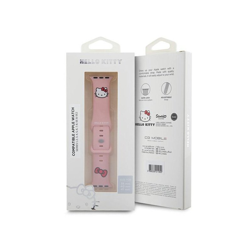Curea Apple Watch 9 41mm Hello Kitty Strap Silicone, roz