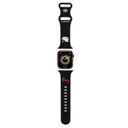 Curea Apple Watch 1 38mm Hello Kitty Strap Silicone Kitty Head, negru, HKAWMSCHBLK