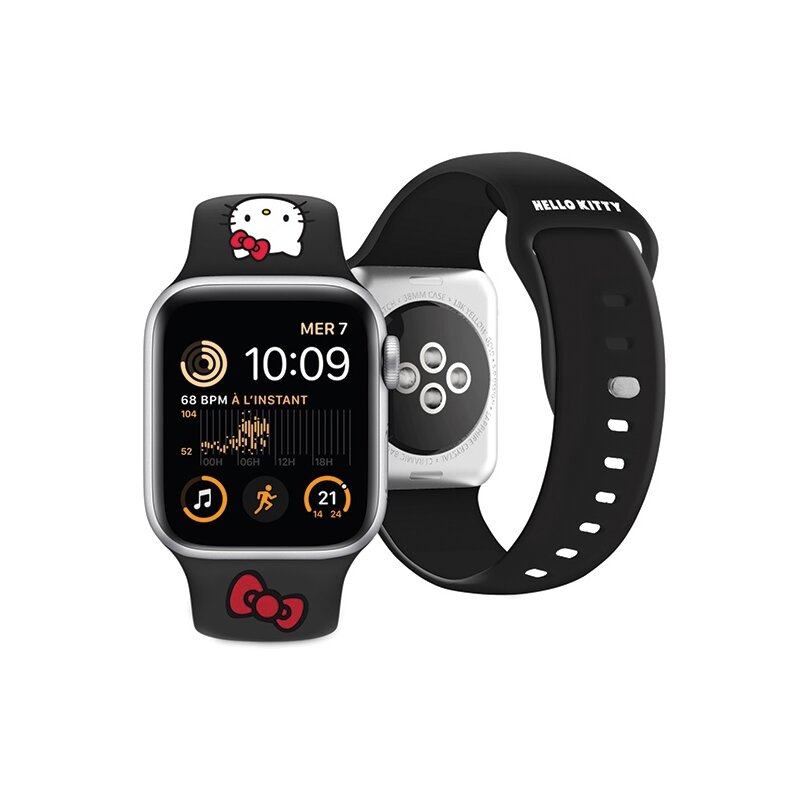Curea Apple Watch 4 40mm Hello Kitty Strap Silicone, negru