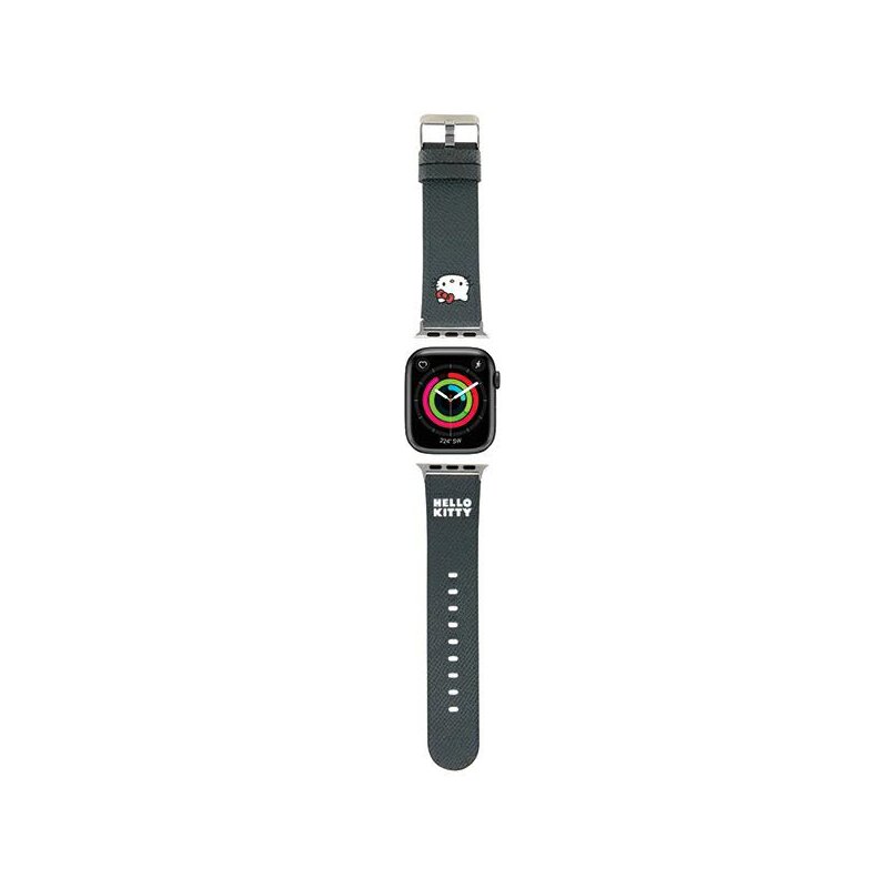Curea Apple Watch 1 38mm Hello Kitty Strap Leather Kitty Head, negru, HKAWMPGKHK