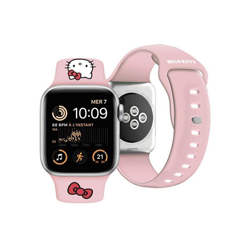 Curea Apple Watch SE 2 44mm Hello Kitty Strap Silicone, roz