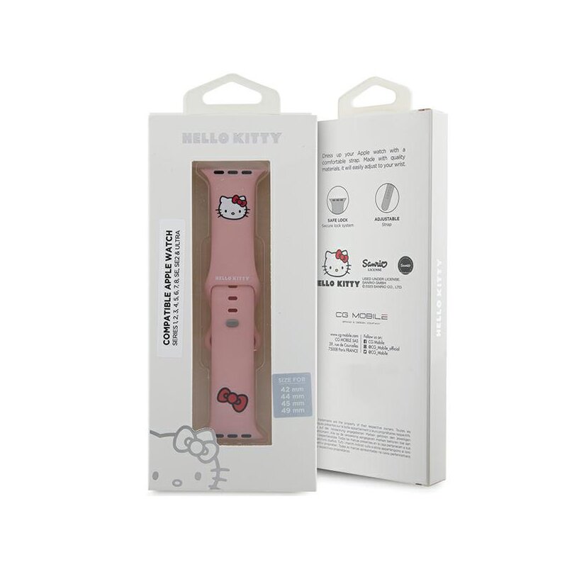 Curea Apple Watch Ultra Hello Kitty Strap Silicone, roz