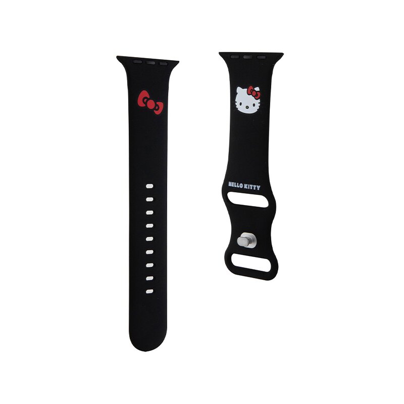 Curea Apple Watch 10 46mm Hello Kitty Strap Silicone, negru