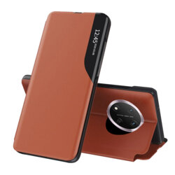 Husa Honor X9c Eco Leather View flip tip carte, portocaliu