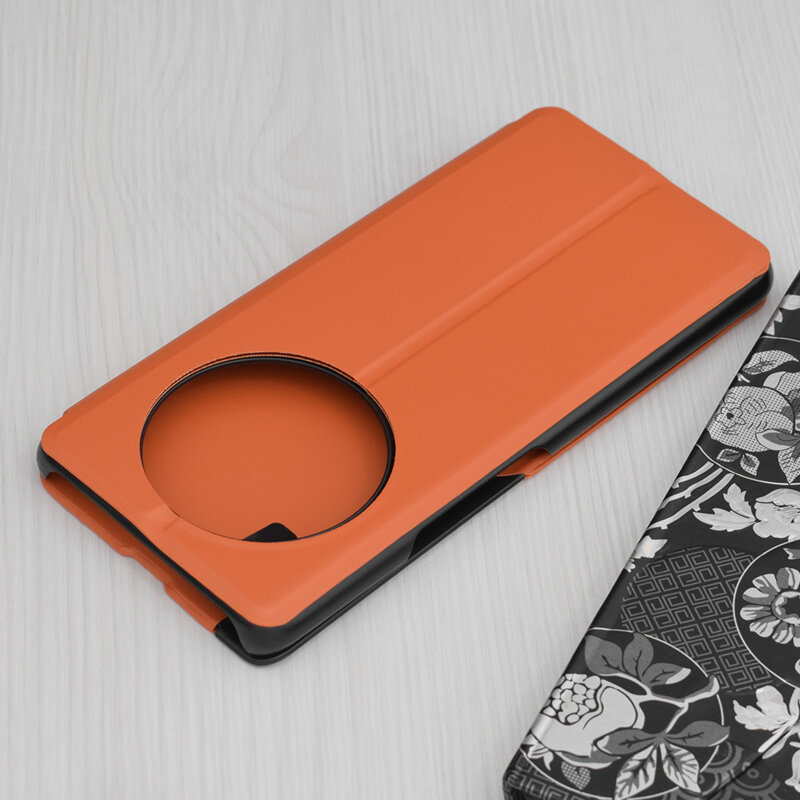 Husa Honor X9c Eco Leather View flip tip carte, portocaliu
