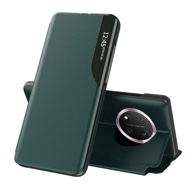 Husa Honor Magic7 Lite Eco Leather View flip tip carte, verde