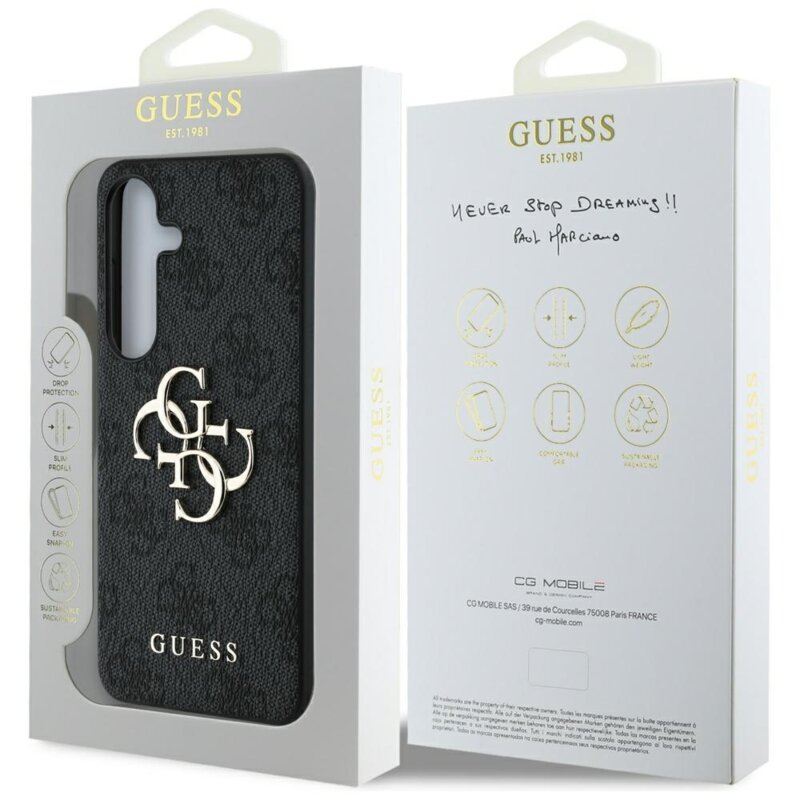 Husa originala Guess Samsung Galaxy S25 Hardcase 4G Big Metal Logo, negru, GUHCS25S4GMGGR