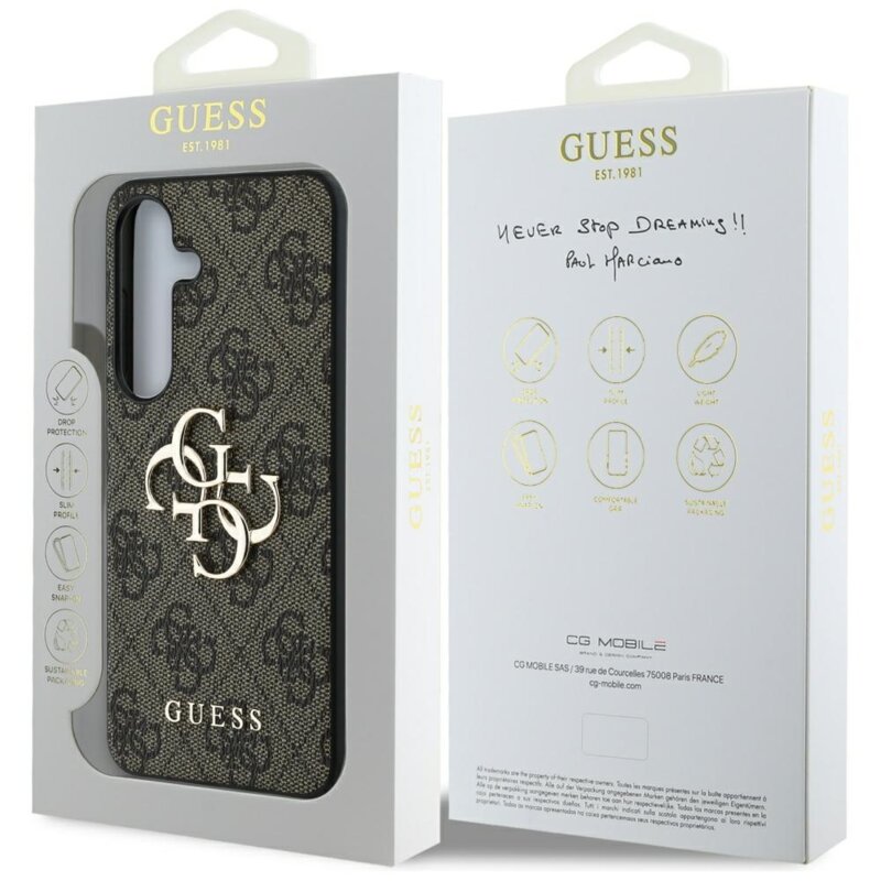 Husa originala Guess Samsung Galaxy S25 Plus Hardcase 4G Big Metal Logo, maro, GUHCS25M4GMGBR