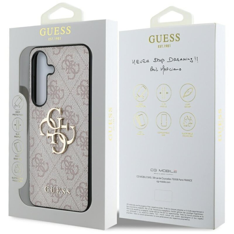 Husa originala Guess Samsung Galaxy S25 Hardcase 4G Big Metal Logo, roz, GUHCS25S4GMGPI