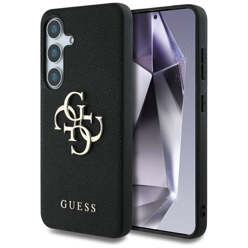 Husa originala Guess Samsung Galaxy S25 Hardcase 4G Grained Big and Classic Logo, negru, GUHCS25SPGT4MBK